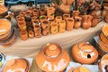 Slovenian traditional colored pottery sold at handicraft market