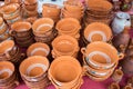 Slovenian traditional colored pottery sold at handicraft market