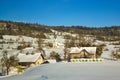 Slovenian village on nice winter day seen from European route E61