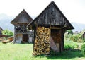 Slovenian Wood Storage Buildings Royalty Free Stock Photo