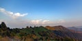 Slovenija mountain panorama with little church at sunset Royalty Free Stock Photo