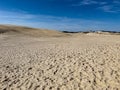 The Slovinski National Park - unique in Europe dune belt of spits with moving dunes, sunny day and blue sky