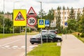 Slow children caution sign on a street Royalty Free Stock Photo