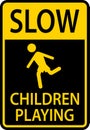 Slow Children Playing Sign On White Background Royalty Free Stock Photo