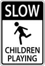 Slow Children Playing Sign On White Background Royalty Free Stock Photo