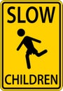 Slow Children Sign On White Background Royalty Free Stock Photo