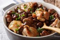 Slow cooked chicken with broad beans close up in a bowl. horizon Royalty Free Stock Photo
