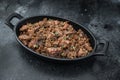 Slow cooked kawurma with shredded and diced beef chunks highlighting protein breakdown, caramelized surfaces and rustic Royalty Free Stock Photo