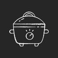 Slow cooker chalk white icon on black background Royalty Free Stock Photo