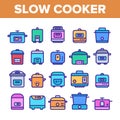 Slow Cooker Elements Collection Vector Icons Set Royalty Free Stock Photo