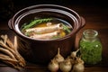 a slow cooker simmering beef bone broth, rich in nutrients