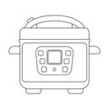 Slow cooker vector icon.Outline vector icon isolated on white background slow cooker. Royalty Free Stock Photo