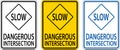 Slow Dangerous Intersection Sign On White Background Royalty Free Stock Photo