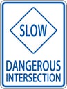 Slow Dangerous Intersection Sign On White Background Royalty Free Stock Photo