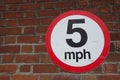 Five mph speed limit sign Royalty Free Stock Photo