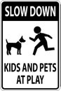 Slow Down Kids And Pets At Play Sign On White Background Royalty Free Stock Photo