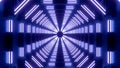 Slow flight through abstract 3D alien technology tunnel, seamless loop. Design. Glowing optical illusion, symmetrical