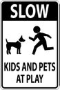 Slow Kids And Pets At Play Sign On White Background Royalty Free Stock Photo