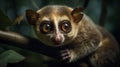 Slow Loris\'s Leisurely Climb in the Indonesian Jungle Royalty Free Stock Photo