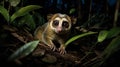 Slow Loris\'s Leisurely Climb in the Indonesian Jungle Royalty Free Stock Photo