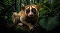 Slow Loris\'s Leisurely Climb in the Indonesian Jungle Royalty Free Stock Photo