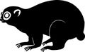 Slow loris silhouette vector illustration. Greater Kukang. Sunda loris Royalty Free Stock Photo