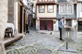 Slow morning with people running their errands in Porto, Portugal