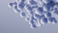 Slow motion abstract meta balls 3D render animation flying blue violet metaballs moving molecules ads background
