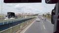 Slow-motion: Bus on Golden Horn Bridge, Istanbul.