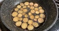 Slow Motion Close up view of Frying eggplant