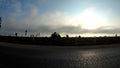 Slow motion driving in the afternoon and watching the sunset in Chorrillos, Lima - Peru.