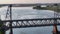 Slow Motion Drone shot of Meridian Bridge Yankton, South Dakota