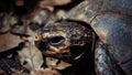 Slow motion old land turtle moving its forelegs and head, looking and preparing to defend with its paws, living in a
