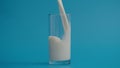 Slow Motion of Pouring Milk in Glass at 1000fps, Blue Background