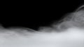 Slow motion rolling smoke clouds or swirling fog with wisps of vapor on black