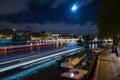 Slow motion scene on river Seiene in Paris Royalty Free Stock Photo