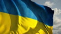 Slow motion of Ukrainian flag wind waving against the sky Royalty Free Stock Photo