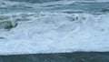 View Of Big Waves. Beautiful Splashing Stormy Sea Water Background. Sea Surf On Beach With Black Volcanic Sand. Slow Royalty Free Stock Photo