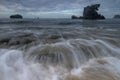 Slow motion of water on the beach