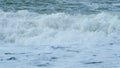 Waves And Sand At Tropical Beach. Beautiful Texture Of Big Power Dark Ocean Waves With White Wash. Slow motion. Royalty Free Stock Photo