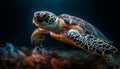 Slow moving sea turtle swims in tropical waters generated by AI Royalty Free Stock Photo