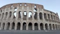 Slow overview of the ancient Roman amphitheatrum Colosseum without people