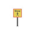 Slow pedestrian sign colored icon. Element of road signs and junctions icon for mobile concept and web apps. Colored Slow pedestri Royalty Free Stock Photo