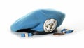 Slow push in to UN Peacekeeper`s beret and medals