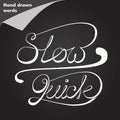 Slow and quick calligraphy words Royalty Free Stock Photo