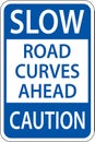 Slow Road Curves Ahead Caution Sign Royalty Free Stock Photo