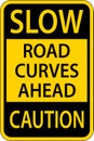 Slow Road Curves Ahead Caution Sign Royalty Free Stock Photo