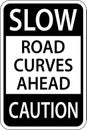 Slow Road Curves Ahead Caution Sign Royalty Free Stock Photo