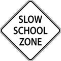 Slow School Zone Sign On White Background Royalty Free Stock Photo