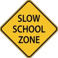 Slow School Zone Sign On White Background Royalty Free Stock Photo